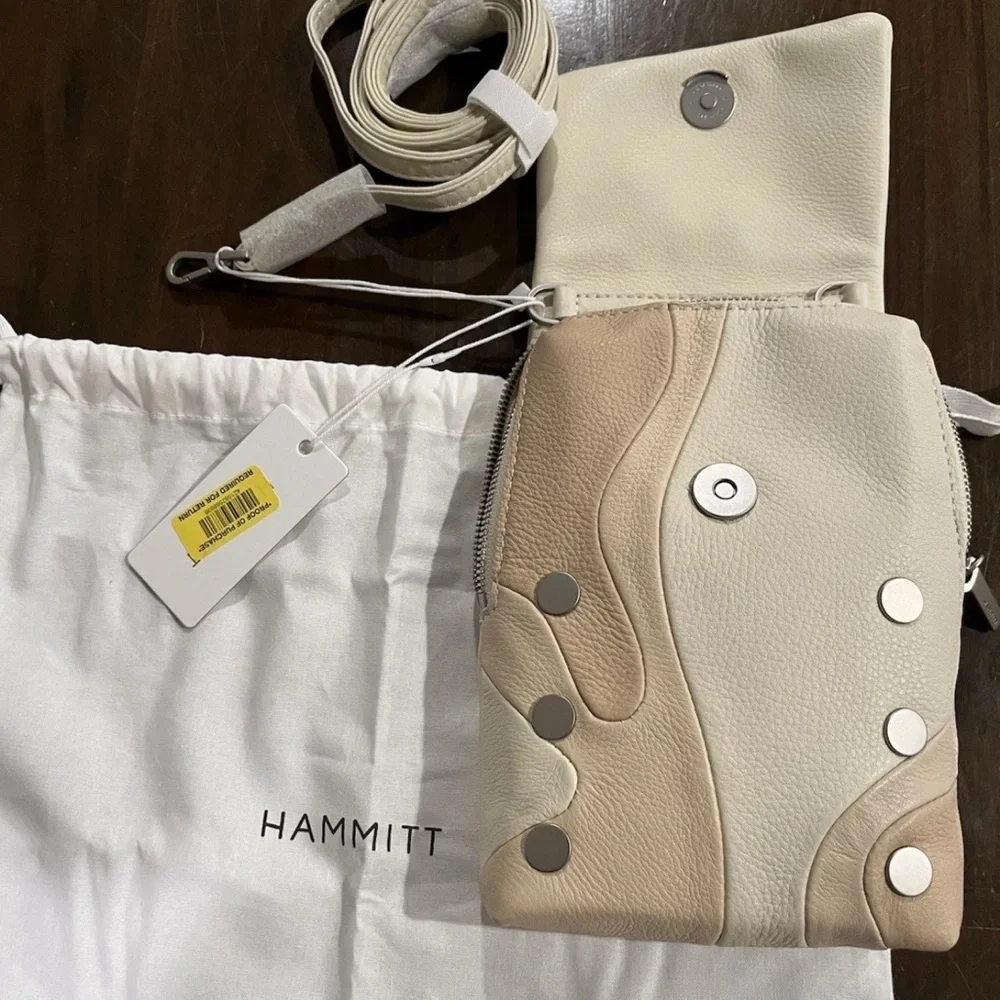 NWT $275 Hammitt Leather VIP Mobile phone Crossbody Coastal Cream Silver HRDWR - Picture 2 of 13